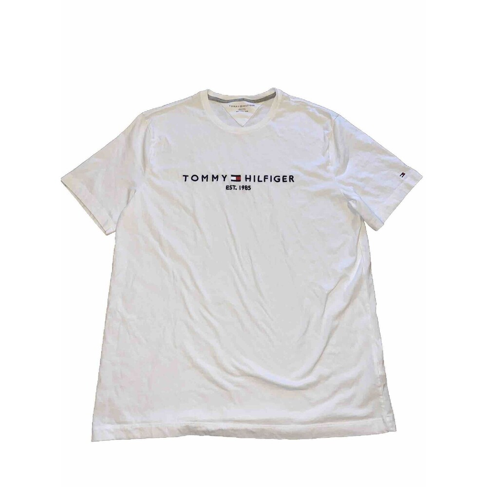 Tommy Hilfiger Est. 1985 T-Shirt Mens White Crew Neck Short Sleeve Cotton XXL